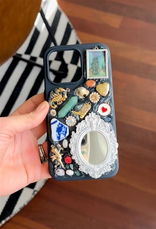 custom, mosaic gem phone case (non-toxic decoden) black