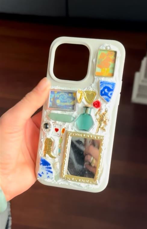 custom, mosaic gem phone case (nontoxic decoden) off-white