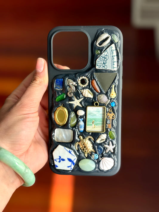 custom, mosaic gem phone case (black)