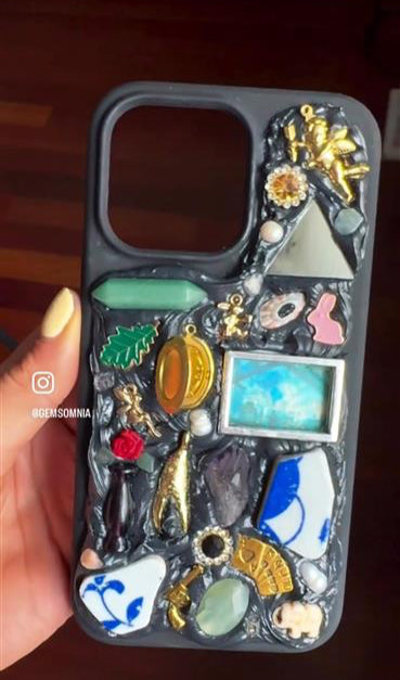 custom, mosaic gem phone case (non-toxic decoden) black
