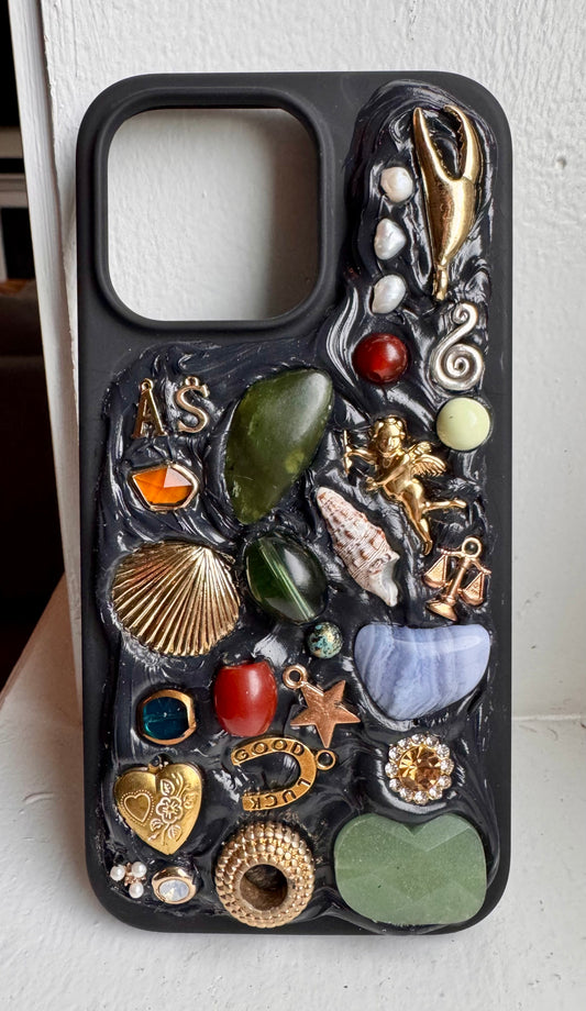 custom, mosaic gem phone case (non-toxic decoden) black