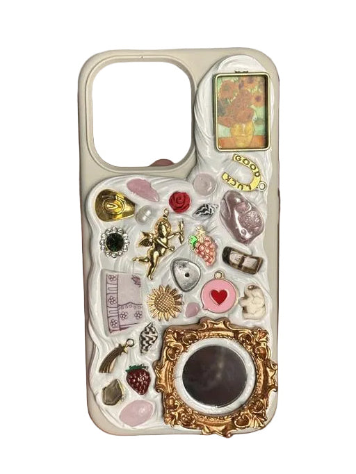 custom, gem mosaic phone case (off-white)