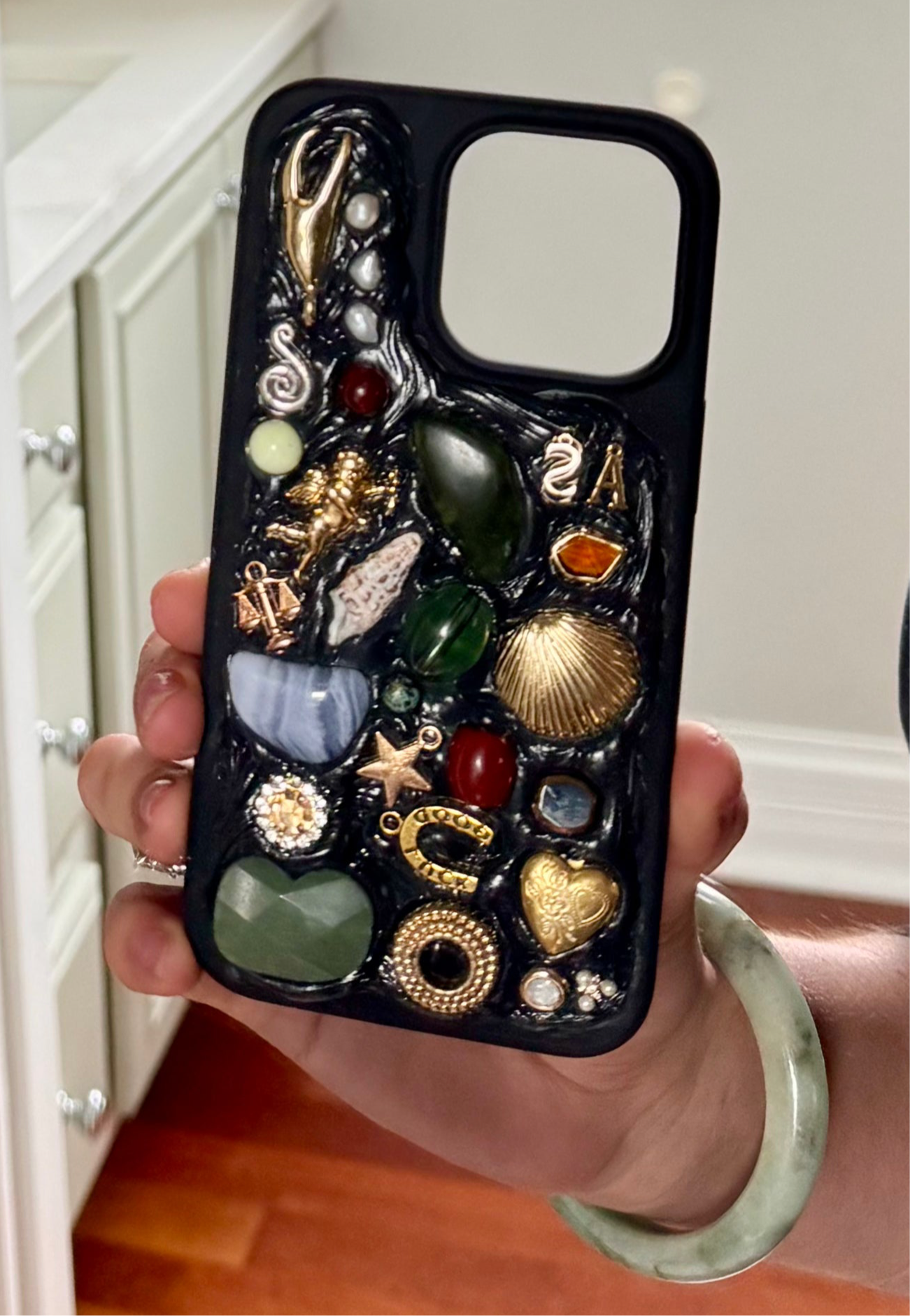 custom, mosaic gem phone case (non-toxic decoden) black
