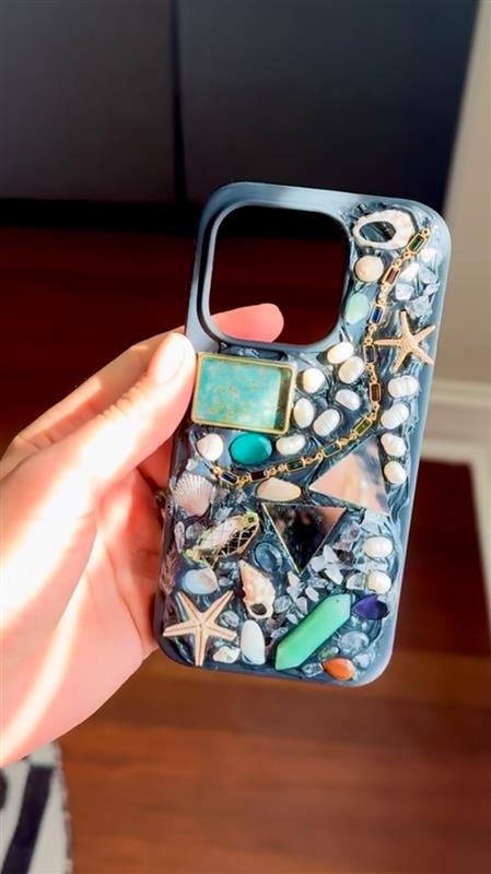 custom, mosaic gem phone case (non-toxic decoden) black