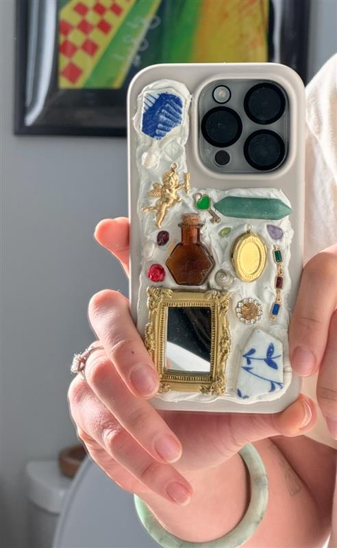 custom, mosaic gem phone case (nontoxic decoden) off-white