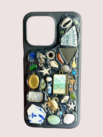 custom, gem mosaic phone case (black)