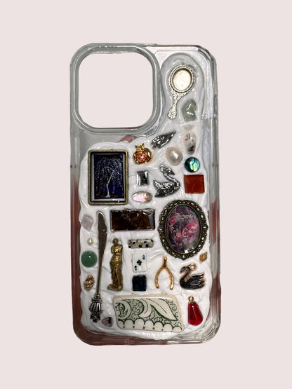 custom, gem mosaic phone case (off-white)