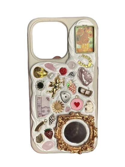 custom, gem mosaic phone case (off-white)