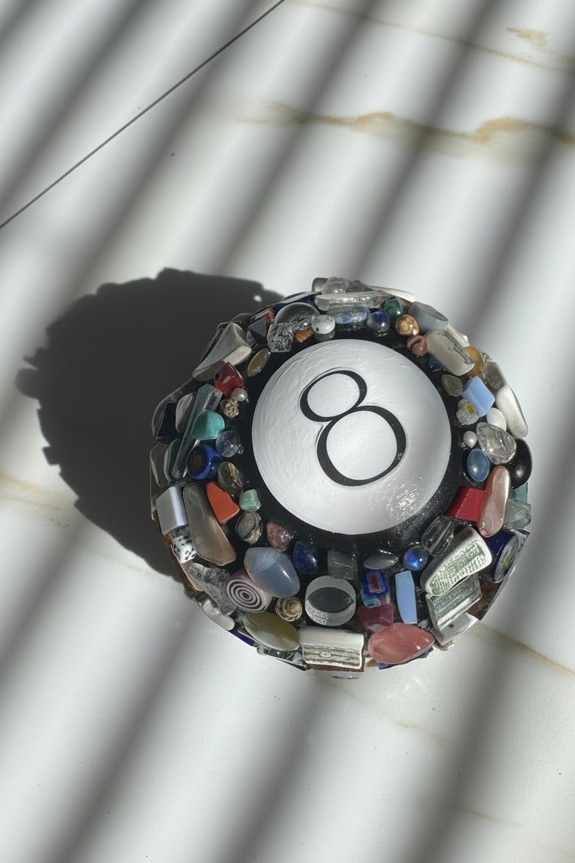 Gem mosaic Magic 8 Ball oracle object by gemsomnia