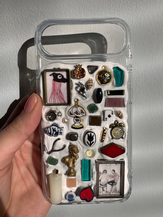 custom, mosaic gem phone case (nontoxic decoden) off-white