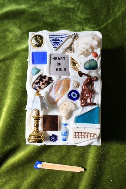 heart of gold one-of-one mood board matchbox sculpture by gemsomnia