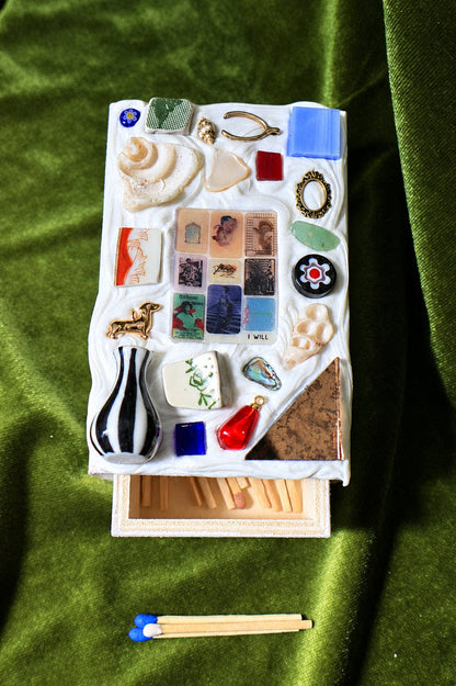 i will mood board matchbox open with wooden matches