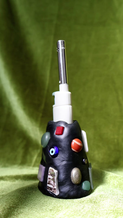 moss · gem mosaic lighter holder